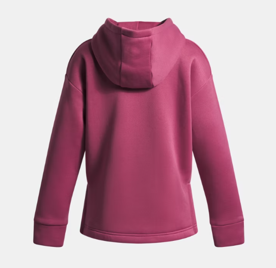 Hoodie Armour Fleece® - Under Armour rose fuchsia en polaire légère, capuche, pour fille, vue de dos