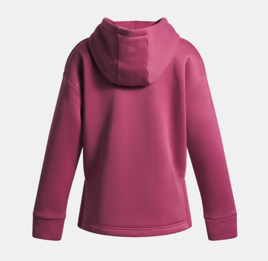 Hoodie Armour Fleece® - Under Armour rose fuchsia en polaire légère, capuche, pour fille, vue de dos
