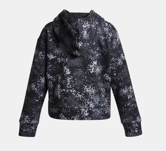 Hoodie Armour Fleece® Print - Under Armour noir et gris à motifs camouflage, en polyester, pour fille, vue de dos