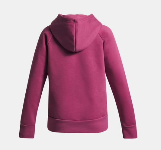 Hoodie UA Rival Fleece - Under Armour rose foncé pour fille en molleton 67% coton 33% polyester vue de dos