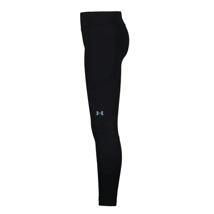 Legging - Under Armour noir en polyester et spandex pour fille, coupe ajustée, vue de profil droit
