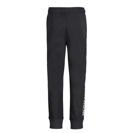 Pantalon - Under Armour noir en polyester avec taille élastique, style sport pour garçon, vue de face.