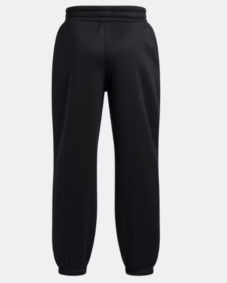 Pantalon Armour Fleece® - Under Armour noir en tissu polaire léger, pour fille, vue de face avec taille élastique et poches.