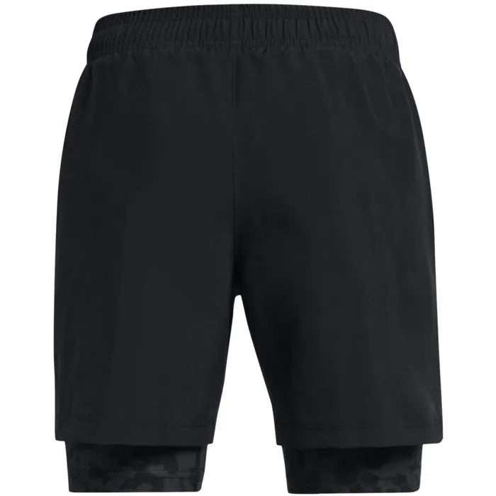 Short 2-en-1 UA Tech™ Wove - Under Armour noir avec short intégré imprimé camouflage, pour garçon, vue de face