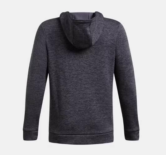 Veste - Under Armour gris foncé chiné avec capuche, manches longues, tissu technique, pour garçon, vue de dos