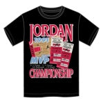 T-Shirt - Jordan noir en coton avec imprimé rouge et blanc style vintage, pour enfant, vue de face