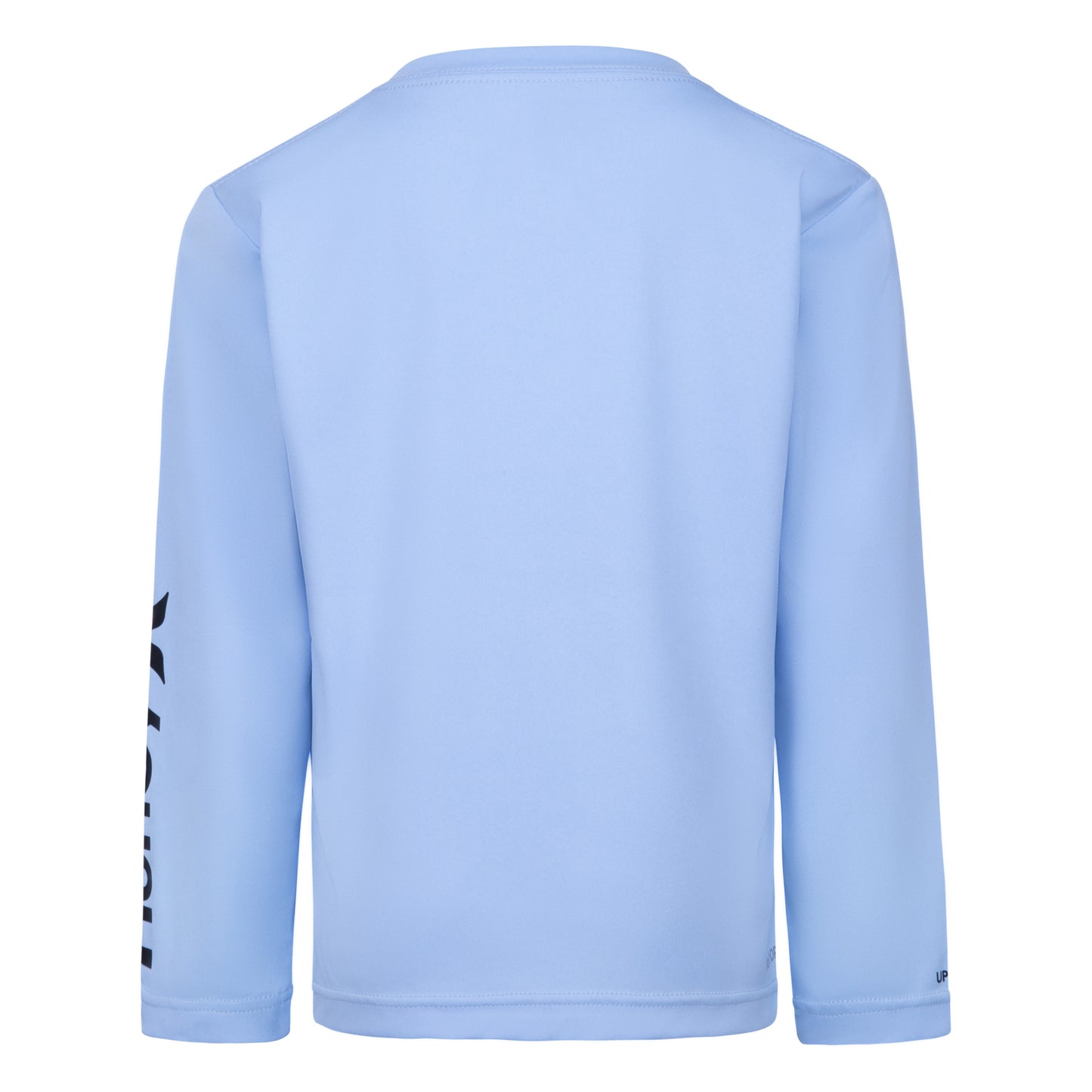 Chandail U.V - Hurley bleu clair en jersey pour enfant, manches longues, vue de dos avec logo noir sur la manche gauche