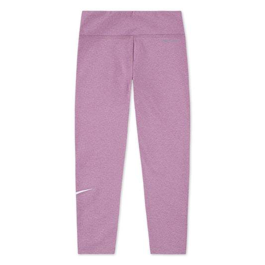 Legging - Nike rose chiné à taille haute et coupe ajustée vue de face à plat