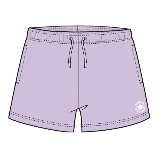 Short - Converse lilas en tissu éponge doux avec ceinture ajustable et logo blanc, pour fille, vue de face carrée 525x525
