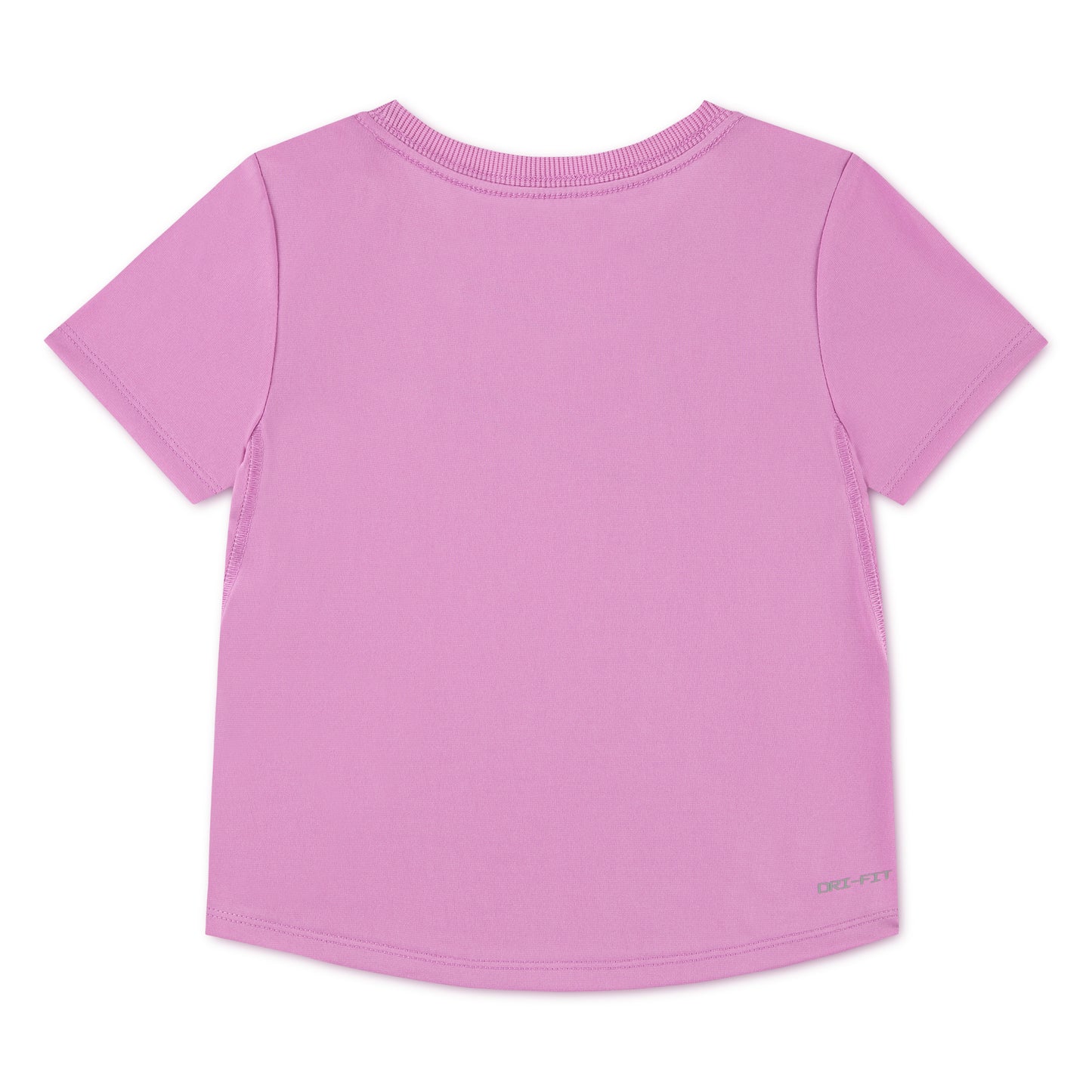 T-Shirt - Nike rose en polyester pour fillette, coupe classique, vue de dos détaillée, tissu Dri-FIT visible