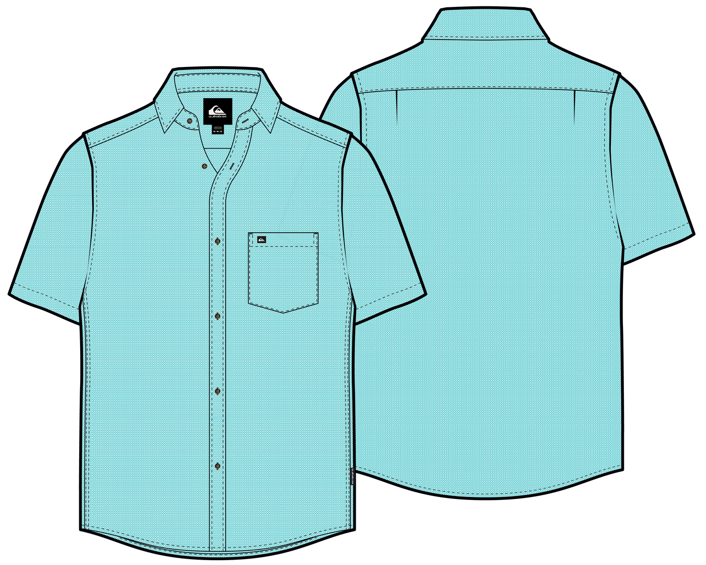 Chemise - Quiksilver bleu clair en coton 100% vue avant et arrière en orientation paysage galerie position 1