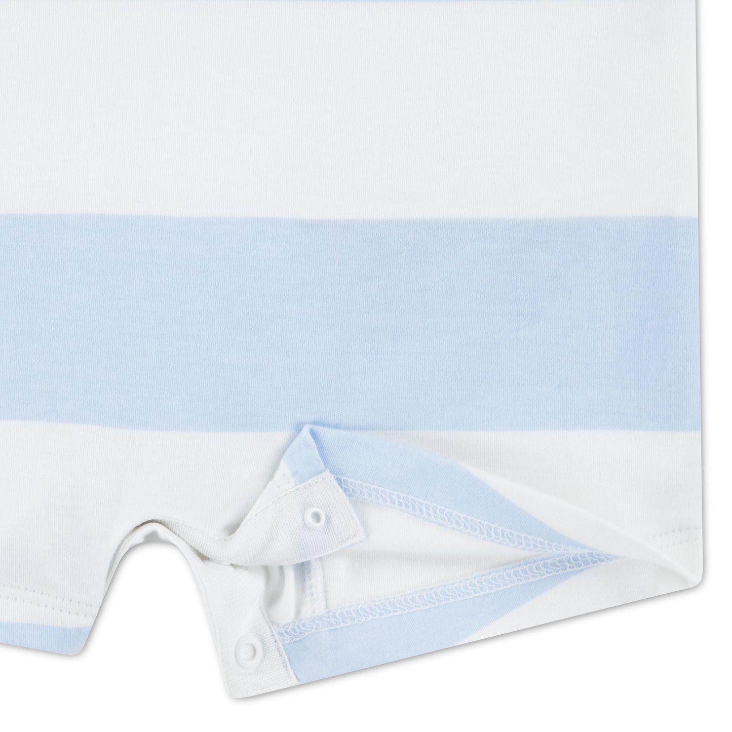 Ensemble 1 pièce - Lacoste body en piqué blanc et bleu clair, détail fermeture pression, vue rapprochée galerie 3 carrée