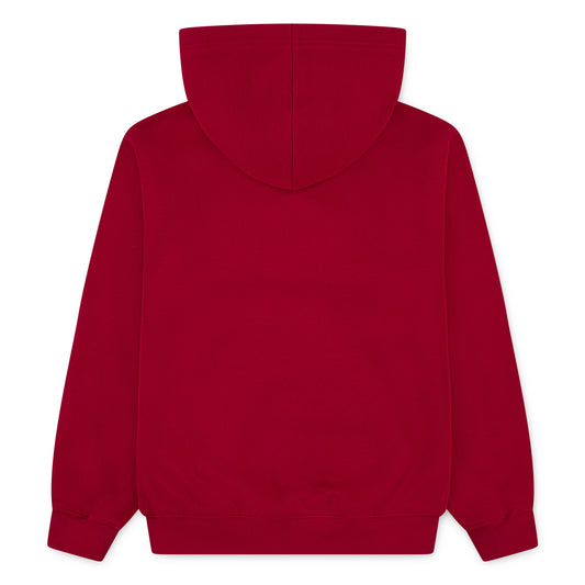 Veste - Jordan rouge foncé à capuche en coton polyester, style casual, vue de dos sur fond blanc, unisexe adulte.