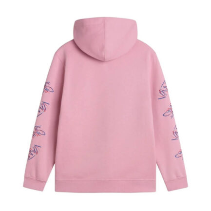 Hoodie - Vans rose en coton avec logos violets sur manches, capuche, pour fille, vue de dos.