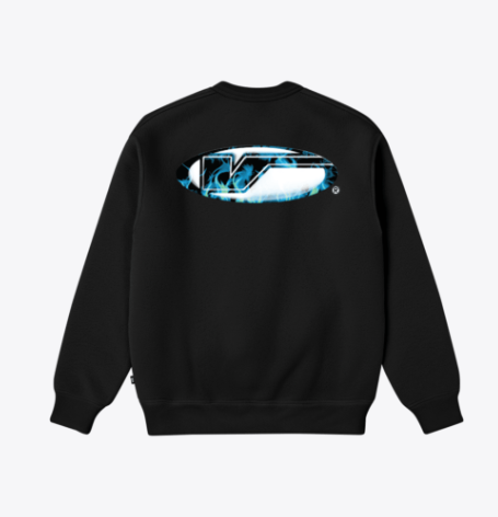 Chandail - Vans noir en coton polyester avec logo bleu et blanc style graphique, vue de dos, pour adulte unisexe