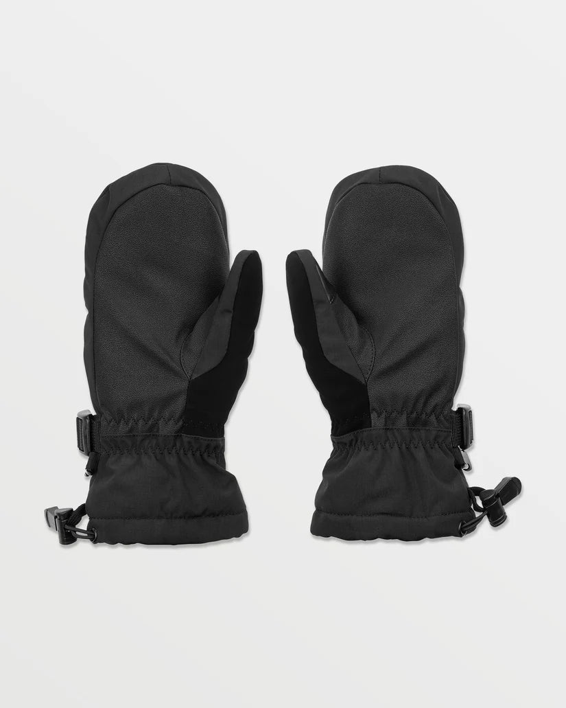 Mitaines d'hiver Day Saver - Volcom noires en polyester avec isolation, poignets élastiques, vue de dessus à plat