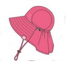 Chapeau - Calikids rose fuchsia en textile léger avec protection UV 50 pour fille, vue de profil avec cordon ajustable.