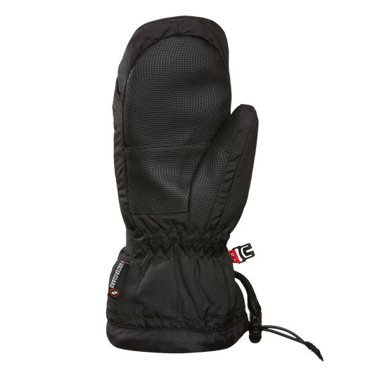 Mitaines d'hiver - Kombi The Original noires en polyamide avec paume en cuir synthétique, vue de face, adulte homme adulte femme.