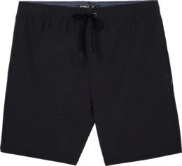 Maillot de bain - O'Neil short noir avec cordon ajustable, extensible, pour garçon, vue de face sur fond blanc.