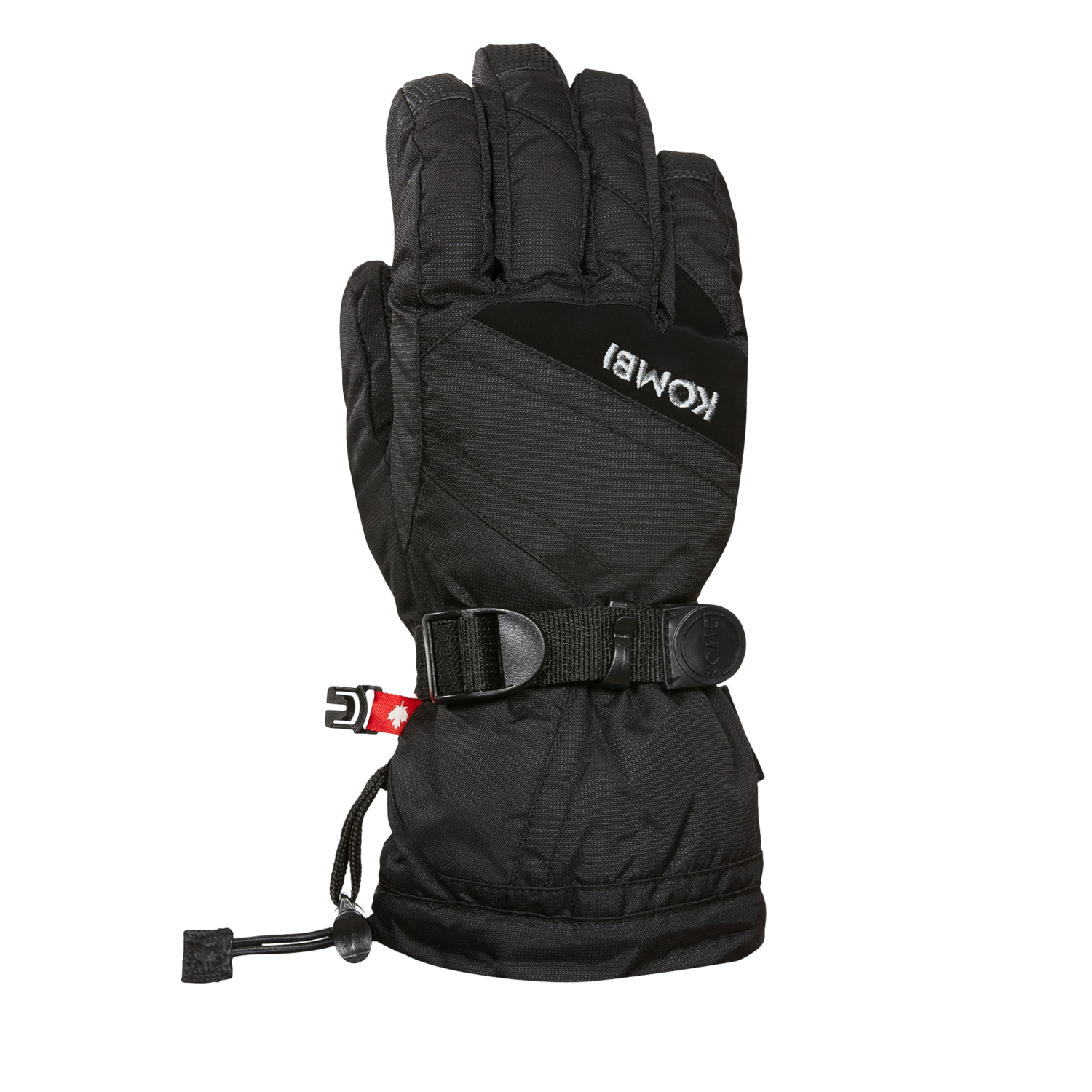 Gants d'hiver - Kombi The Original noirs en polyamide avec paume en cuir synthétique, vue de dos sur fond blanc.