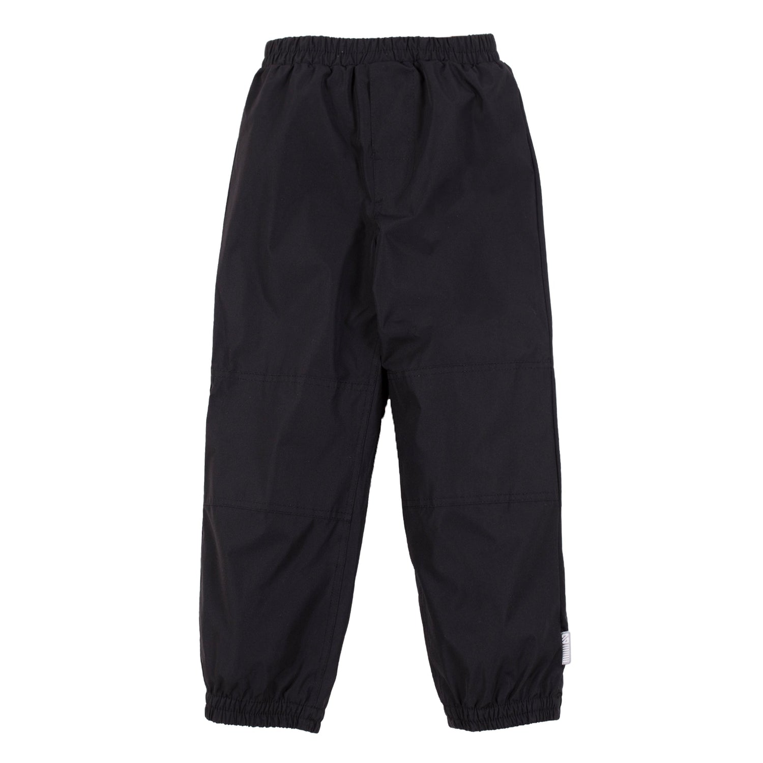 Pantalon d'extérieur - Nanö noir en tissu résistant, coupe droite, taille élastique, pour enfant, vue de face isolated sur fond blanc