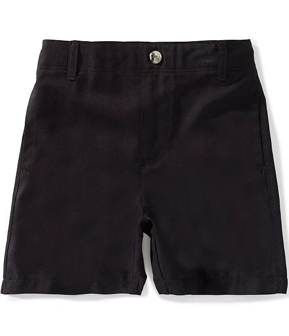 Short - Under Armour noir en polyester léger avec fermeture zippée, ceinture élastique réglable, vue de face, dimensions 570x661 portrait.