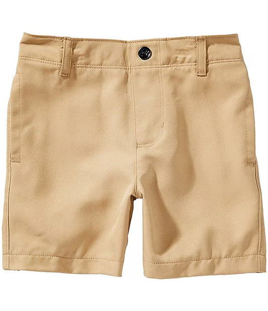 Short - Under Armour beige pour homme avec ceinture élastique réglable, poches latérales et fermeture zippée bouton.
