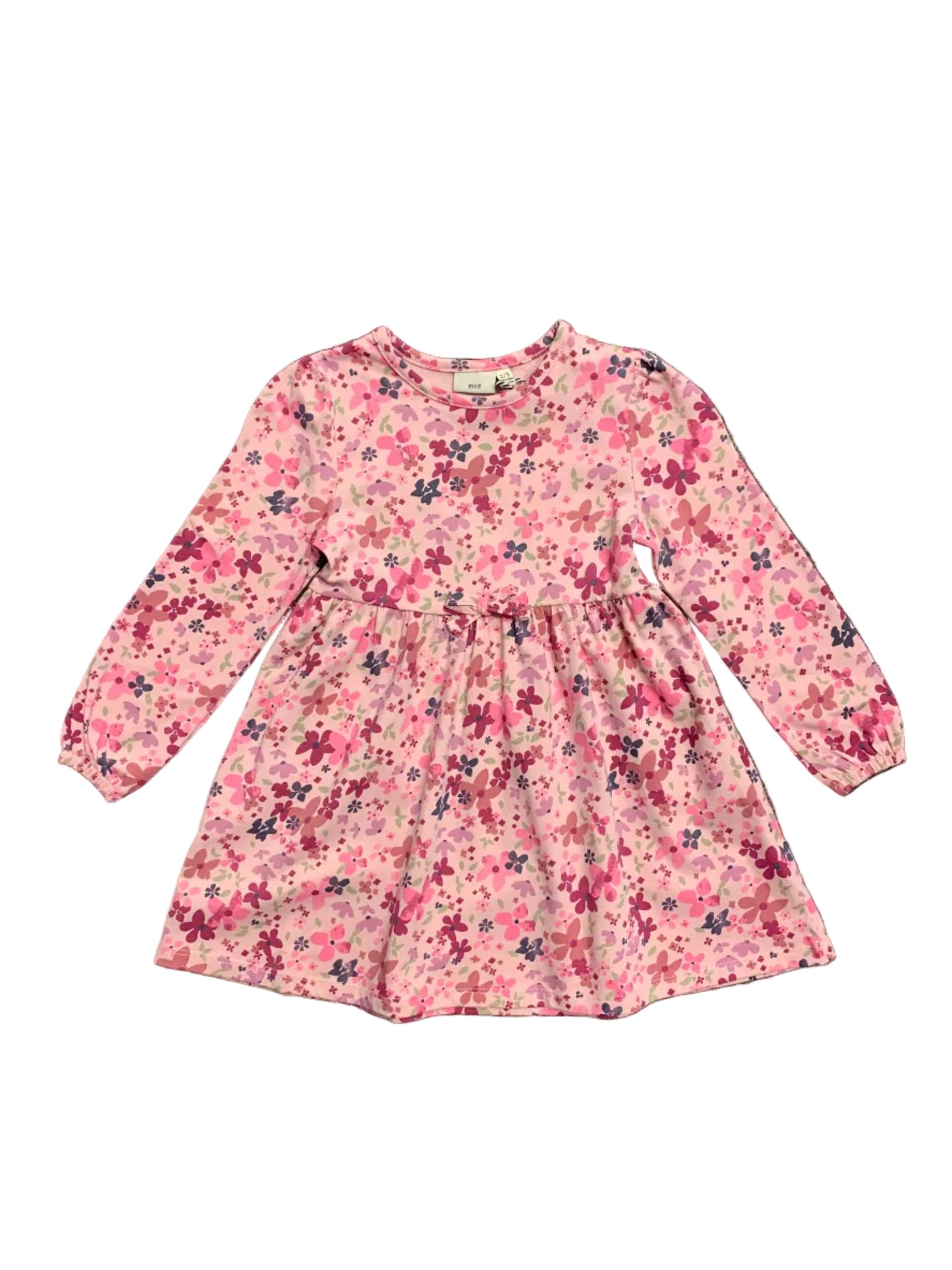 Robe - M.I.D. rose à manches longues avec motifs floraux multicolores pour fille vue de face