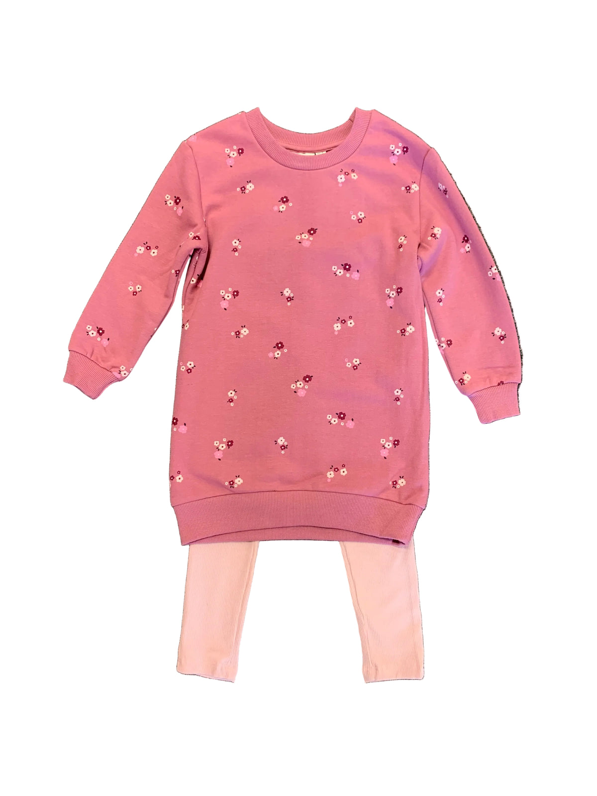 Ensemble - M.I.D. rose pour enfant avec sweat-shirt à motifs floraux et pantalon assorti vue de face