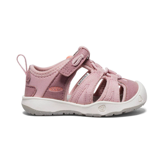 Sandales Moxie - Keen roses pour enfant, style fermé avec brides en tissu, vue de profil côté intérieur.