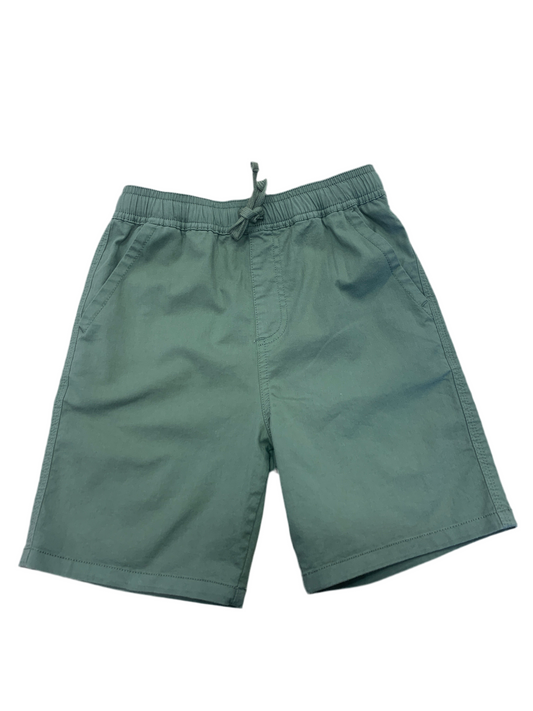Bermuda - M.I.D. vert kaki en coton et élasthanne, taille ajustable avec cordon, vue de face sur fond blanc.