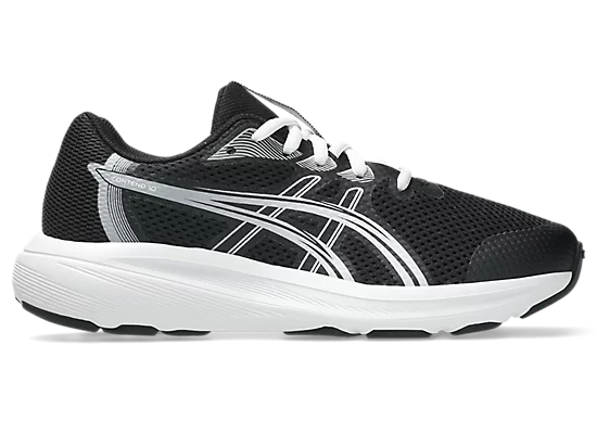 Espadriles Contend 10 GS - Asics noir avec détails blancs, tissu mesh respirant, chaussure enfant garçon vue de côté.