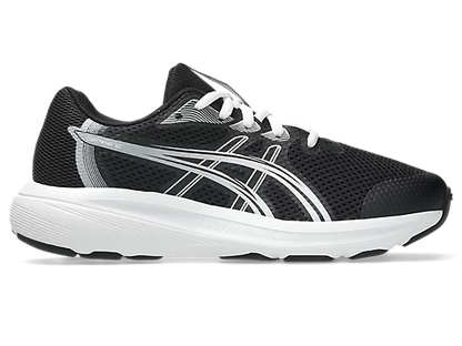 Espadriles Contend 10 GS - Asics noir avec détails blancs, tissu mesh respirant, chaussure enfant garçon vue de côté.