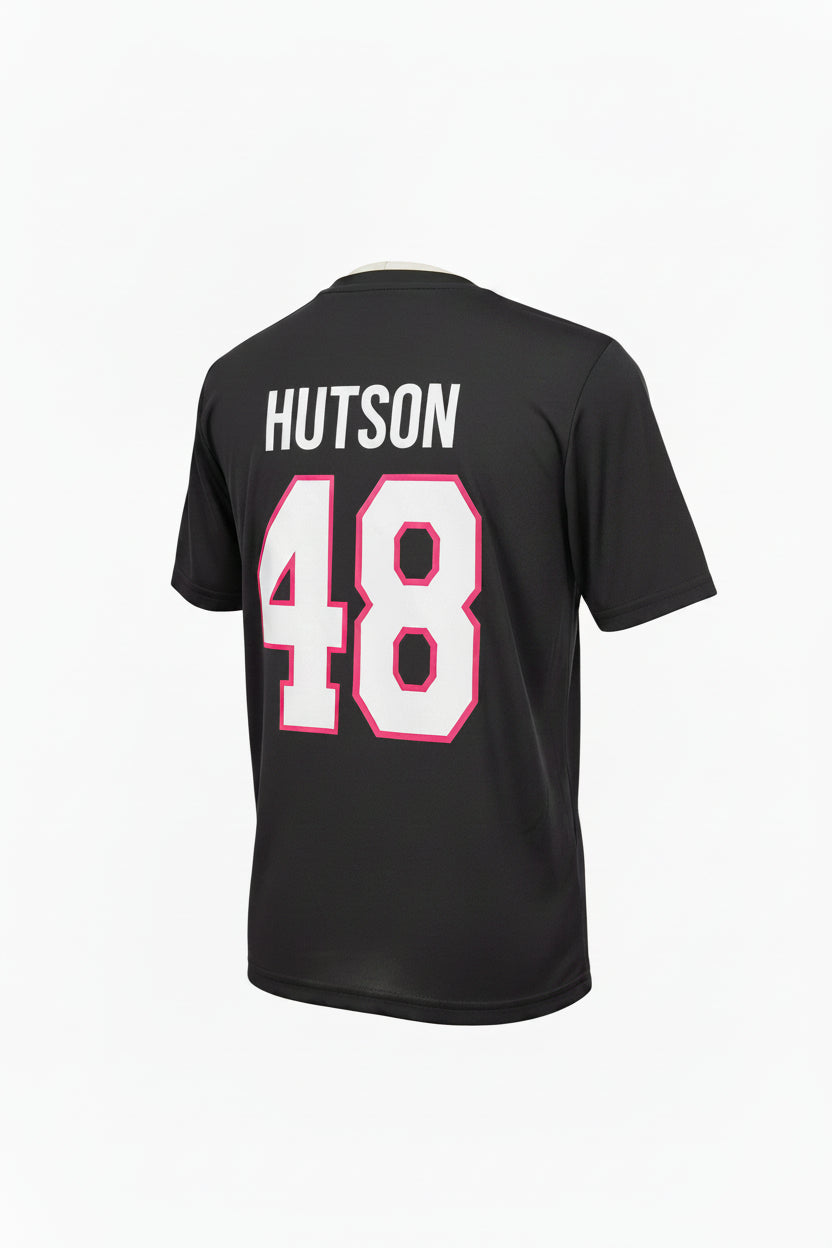 T-Shirt Polyester Noir Logo Rose - Hutson #48