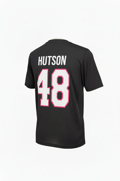 T-Shirt Polyester Noir Logo Rose - Hutson #48