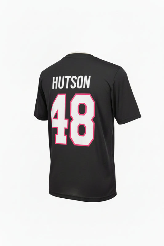 T-Shirt Polyester Noir Logo Rose - Hutson #48
