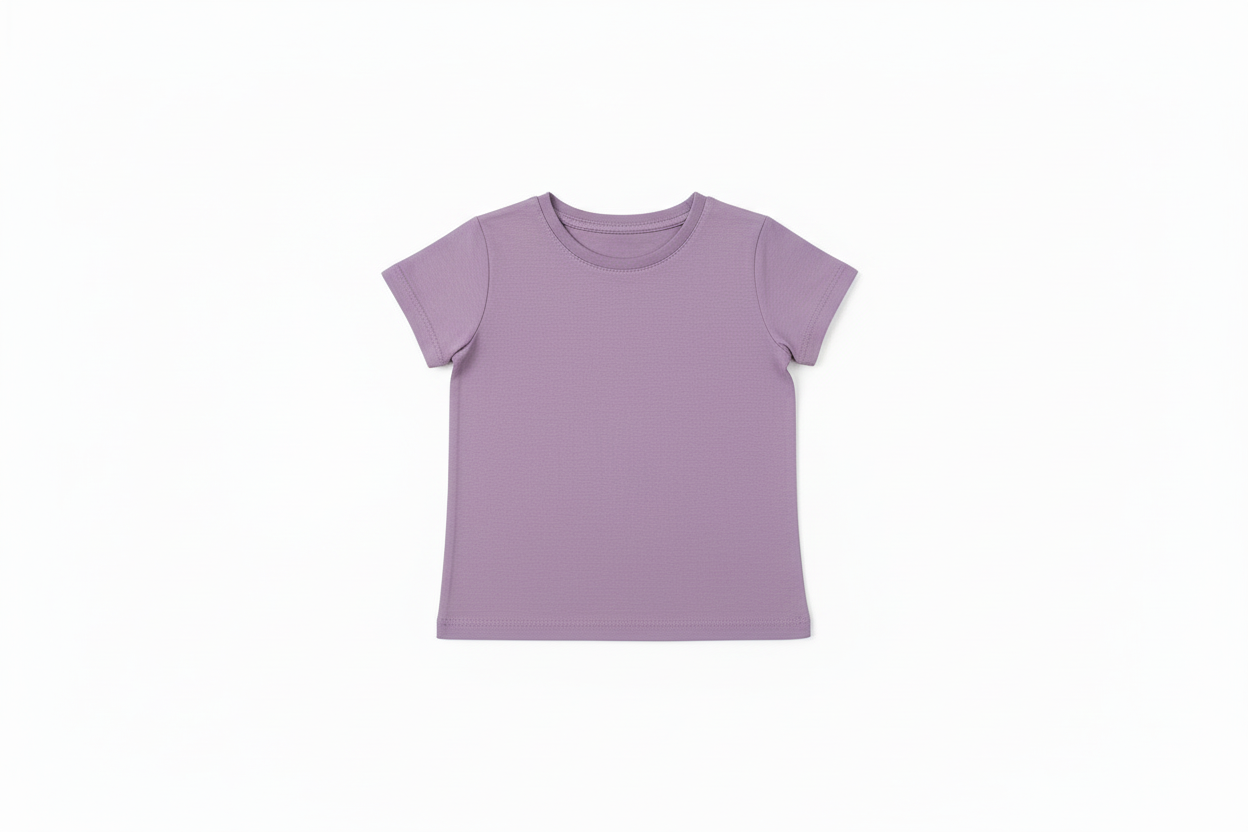 Chandail - M.I.D violet clair à manches courtes, en polyester et élasthane, pour enfant, vue de face sur fond bleu.