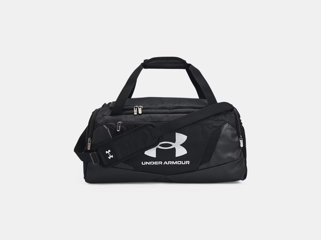 Sac Sport UA Undeniable 5.0 - Under Armour sac noir polyester, avec logo blanc, vue de face, style sport, grande capacité.