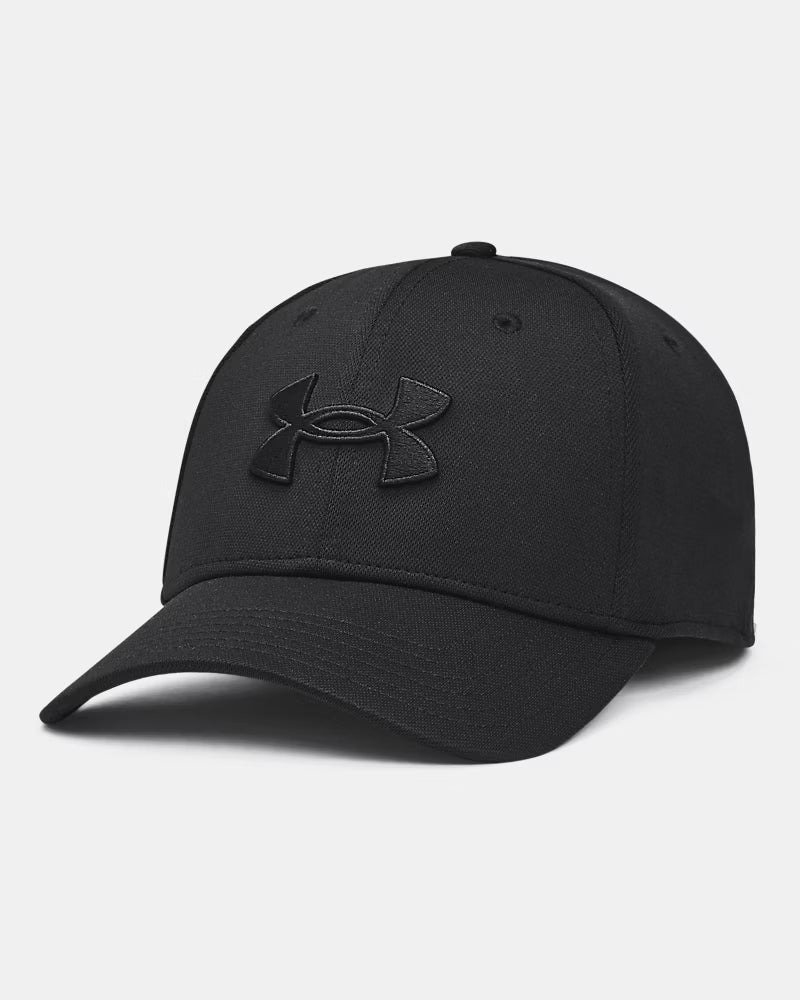 Casquette - UA Blitzing Under Armour noire en tissu, avec logo en relief ton sur ton, vue de trois quarts côté avant.