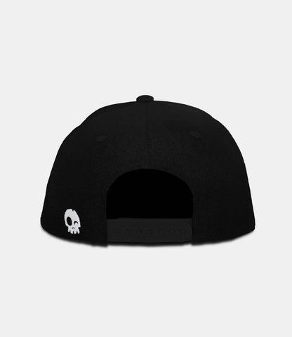 Casquette - Headster noire avec un petit logo tête de mort blanche, vue de dos, style ajustable unisexe adulte.