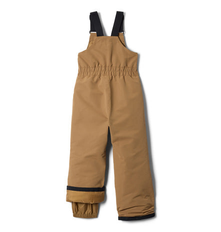 Habit de neige Buga Set - Columbia pantalon de neige beige marron clair avec bretelles noires, isolant thermique, vue de face, enfant.