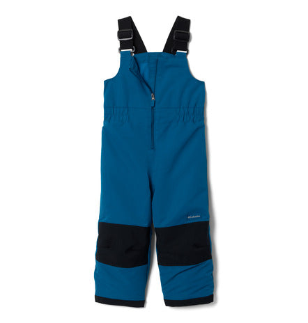 Habit de neige Buga Set - Columbia bleu et noir en tissu isolant, combinaison d'hiver pour enfant, vue de face sans manchettes visibles.