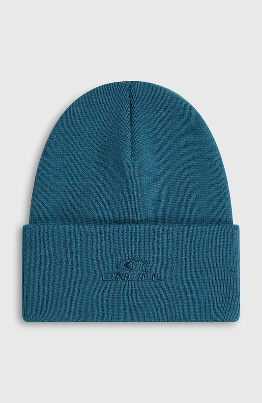 Tuque d'hiver Snow Beanie - O'neill en tricot bleu pétrole avec revers et logo brodé vue de face pour adulte