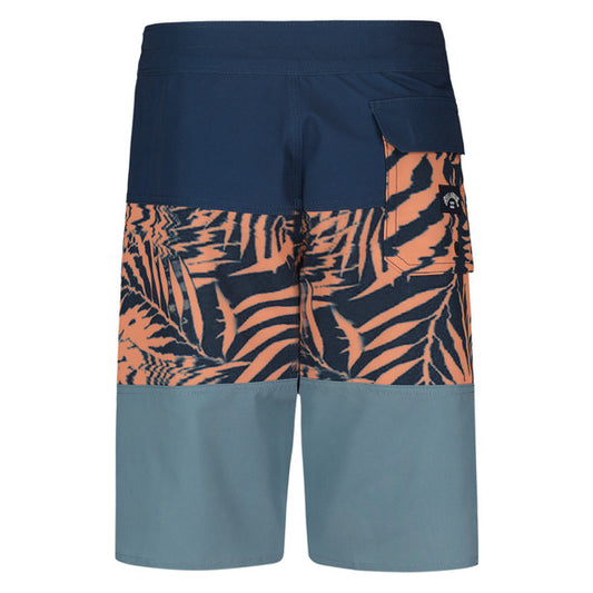 Maillot de bain - Billabong short homme coupe droite bleu marine, orange imprimé végétal et gris, vue de dos galerie 2