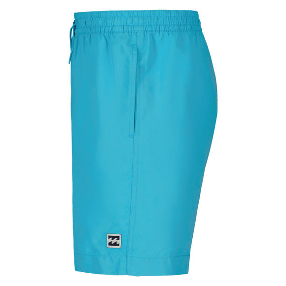 Maillot de bain - Billabong bleu turquoise uni, style short, vue de profil, pour adulte homme, matière légère