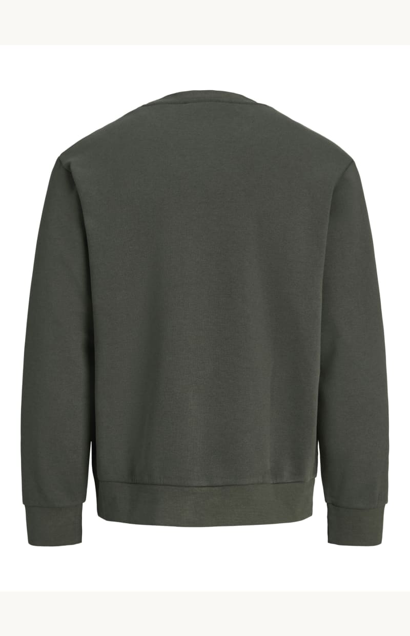 Chandail - Jack & Jones vert foncé en coton, style sweat-shirt classique, vue de dos.