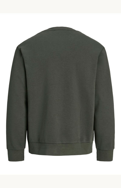 Chandail - Jack & Jones vert foncé en coton, style sweat-shirt classique, vue de dos.