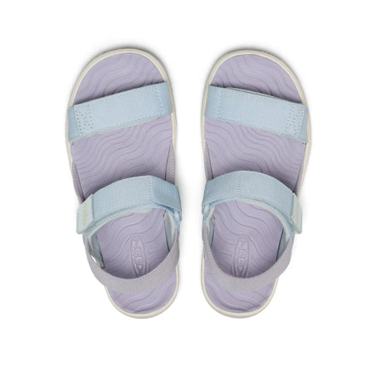 Sandales Elle Backstrap - Keen bleu clair et violet avec sangles auto-agrippantes, vue de dessus, pour femme adulte.
