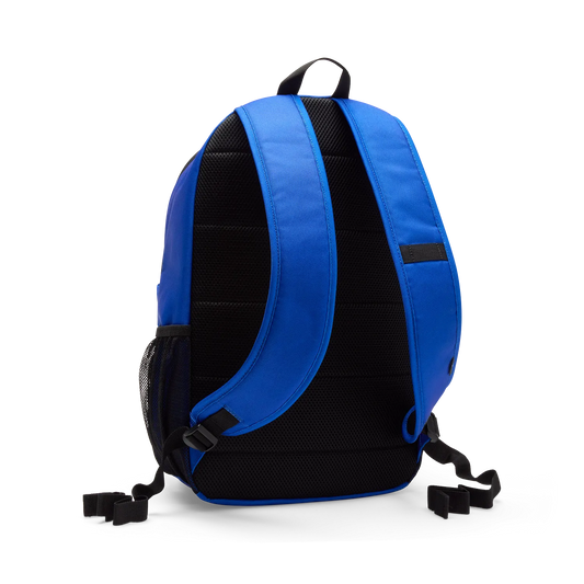 Sac à dos - Fox bleu et noir en polyester avec bretelles rembourrées, vue de dos, adapté pour enfant.