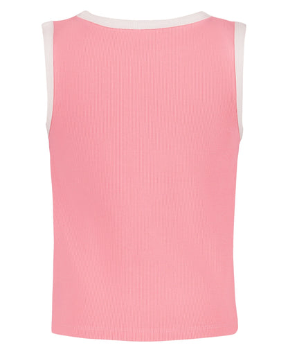 Camisole - Roxy rose à bord blanc en coton, pour enfant, vue de dos, image 2 de la galerie, format portrait.